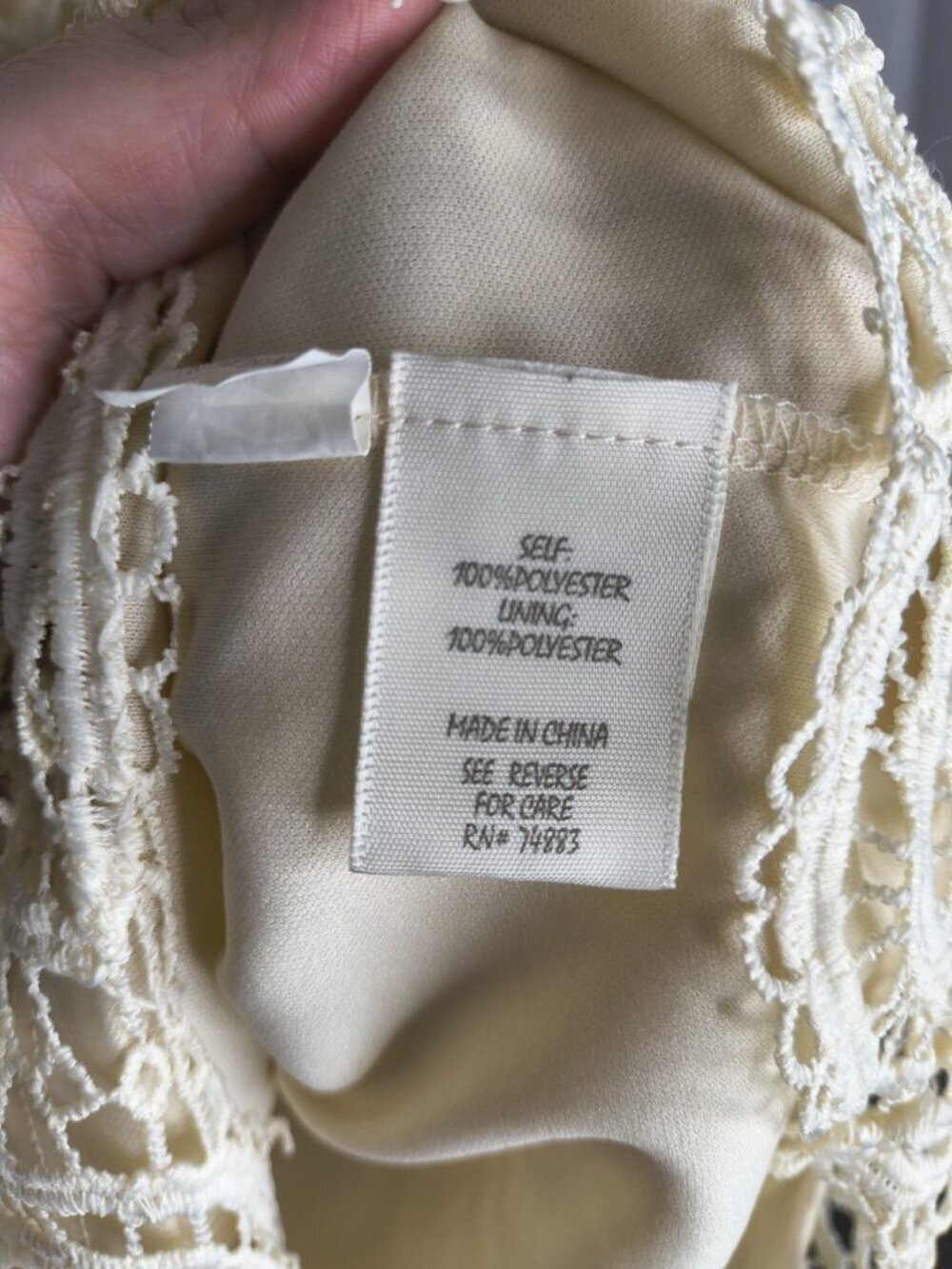 Adiva Beige Halter Top Tank Crochet Lace Lined Interior Size Medium Keyhole Back - Picture 6 of 11
